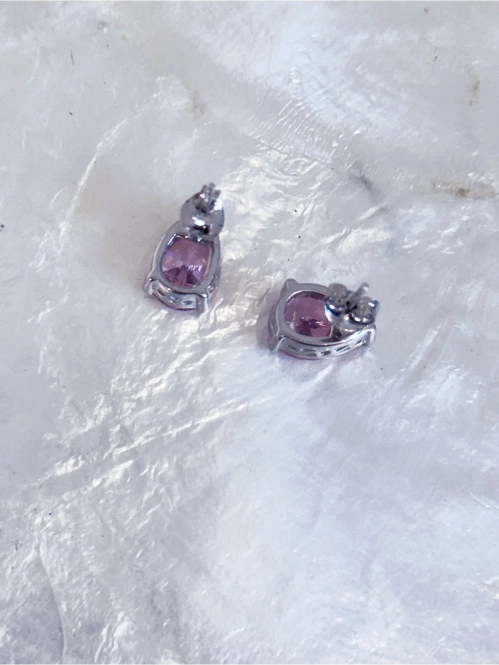 925 Sterling Silver Faux Pink Sapphire Pear shape NWOT
